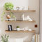 wyewye Wood Floating Shelves Set of 3, Wall Mounted Rustic Shelves, Decorative Floating Shelf Length 60 cm, Wall Display Racks with Invisible Brackets for Bedroom, Kitchen, Living Room, Office