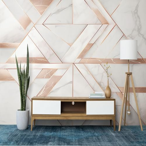 Papier Peint Intissé Marbre Géométrique Abstrait 250 x 175 cm (L x H), Décoration Murale Poster Tableaux Muraux Tapisserie Papier peint Photo Gris pour Salon Chambre de Enfants Décor Fond TV