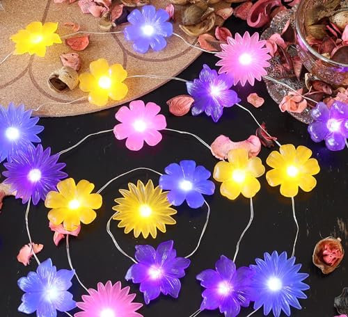 Fairy String Lights Cute Flower Lights Floral Décor-10ft 30 LED with Remote Timer Dimmer Function USB & Battery Operated String Lights Indoor for Bedroom Christmas Wedding Birthday Party Décor