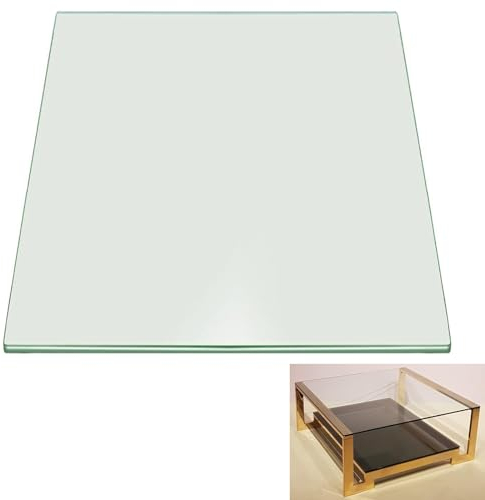 SXKJQER Glasplatte Quadratisch Glastisch Tischplatte Aus Gehärtetem Glas Tisch Glasscheibe 8mm Dick, Tempered Glass DIY Table, Transparent, für Esstisch, Couchtisch, Zuhause und Büro(90x90cm)
