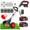 Debroussailleuse Electrique sans Fil, Coupe Bordure sans Fil avec Batterie et Chargeur, Debroussailleuse Portative 24V avec Roues, 3 Type Lames, pour Jardin, Mauvaises Herbes, Arbres à Fleurs