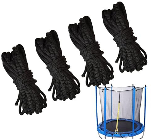 Yonuaret Trampolin-Netzschnüre, schwarzes Spannseil, Ersatzteile – langes Sicherheitstrampolin-Netzseil, Trampolin-Netzschnüre für 3,6–4,8 m Trampoline