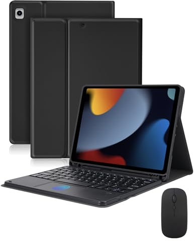 LAMA Bluetooth Keyboard Case with Touchpad and Mouse, 10.2&10.5 Inch Detachable Wireless Keyboard Case for iPad (9th 2021/8th 2020/7th Gen 2019, iPad Air 3 2019, iPad Pro 2017), Black