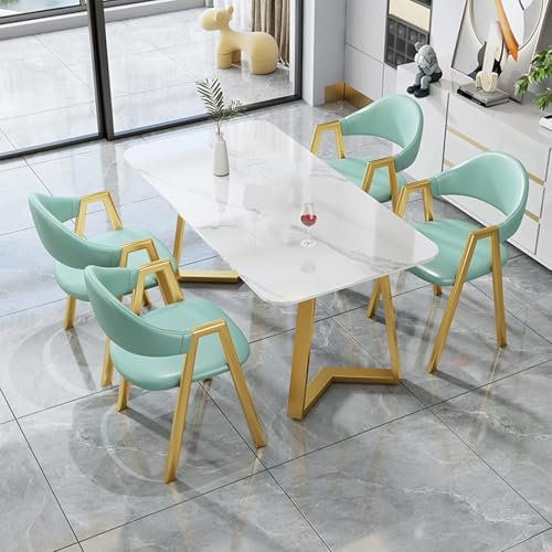 Moderno juego de mesa de comedor rectangular para 4 personas con sillas tapizadas, muebles de cocina de lujo para cocina, salas de recepción y comedor