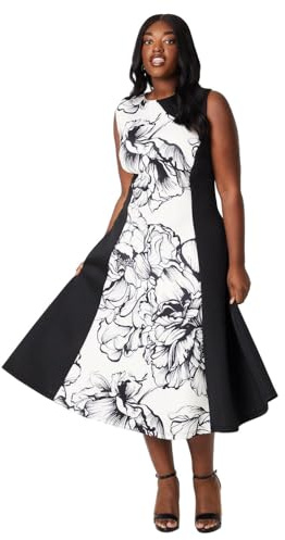 Coast Plus Colour Block Scuba Midi Dress, 18, Mono