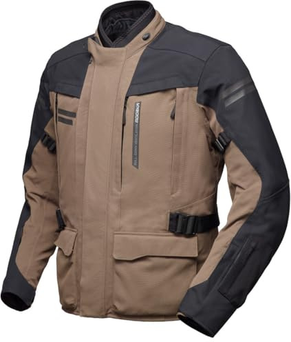 Modeka Paneo LT wasserdichte Motorrad Textiljacke, sand/schwarz, XL | Wasserdicht