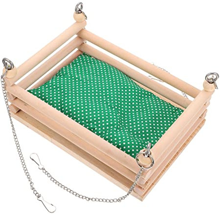 CORHAD Hängebett Aus Holz Für Hamster Dekorativer Schlafplatz Eichhörnchennest Inkl Kissen Und Ketten Für Kleintiere