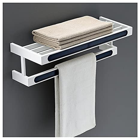 Porte-serviettes de Salle de bain Avec Barre Porte-serviettes, Acier inoxydable 304 et Accessoires de quincaillerie de bain de Type fixe PC, 60 cm Pour Salle de bain et Cuisine