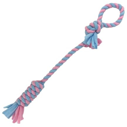 HugglePets Skye & Murphy Fleece Rope Tugger Dog Toy | Pastel Blue & Pink | Handcrafted Super Soft Fetch Tug | Perfect for Pups | Gentle on Teeth for Cleaning | Massages Gums Whilst Chewing | 46cm