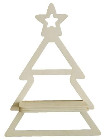 Limtula Scaffale di esposizione di legno del festival scolpito dell'albero di Natale di forma del muro di galleggiamento scaffale per la decorazione di festa supporto