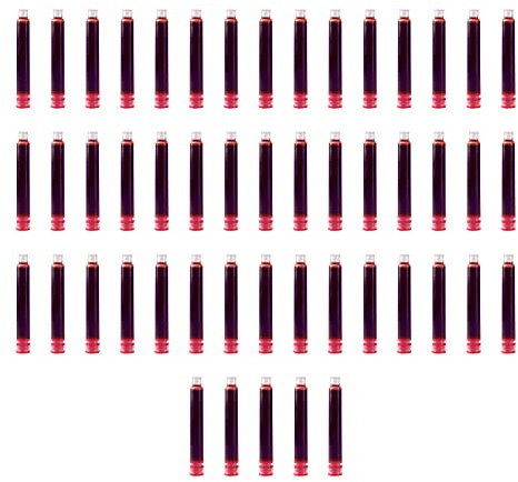 Sanfoelek 50 Pieces Fountain Pen Ink Cartridges Red Color Ink Refill Cartridge with 3.4 mm Bore Diameter for Office School Student Writing Stationery Supplies