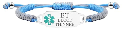 Zircobic Personalisierbares Medizinisches Alarmarmband – Graviertes Notfall-ID-Edelstahl-Tag, Hypoallergenes Verstellbares Zweifarbseil, für Alltag und Outdoor