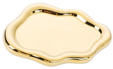 Ceramic Jewellery Dish Trinket Dish Jewelry Tray Cloud Shape Tray Perfume Tray Rings/Earrings/Bracelets/Watch/Keys Tray for Valentine's Day//Mother's Day/Birthday Gift (Gold)