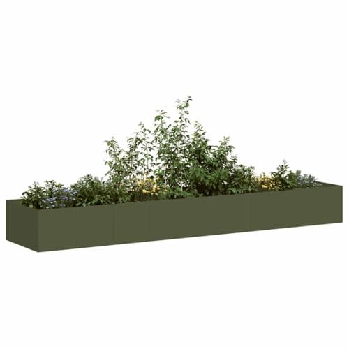 NQJIBUE Article-Pot de fleurs vert olive 360 x 80 x 40 cm en acier, pelouse et jardin, jardinage, pots et jardinières