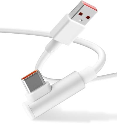 Hemlosk Cable USB C 1,8M Carga Rápida 120W 6A, Cable USB Tipo C Acodado 90 Grados para Xiaomi Redmi Note 13 Pro, Mi 14, 13T, 12T, Carga Turbo y Transferencia de Datos Rápida