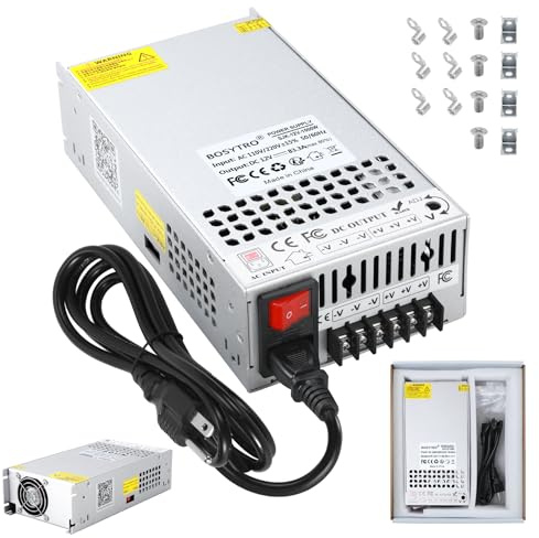 Uppgraderad växelströmförsörjning 12 V 83,3 A 1 000 W, LED-transformator 230 V till 12 V, DC 12 volts strömförsörjning, spänningsomvandlare, med strömkabel och säkerhetsbrytare, transformator för