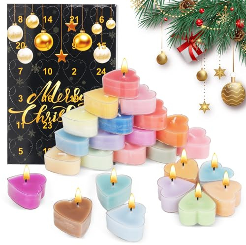 RNPKZ Calendario de Adviento con velas, calendario de Adviento, calendario de Navidad con 24 velas perfumadas, regalo para mamá, esposa, hermana, novia