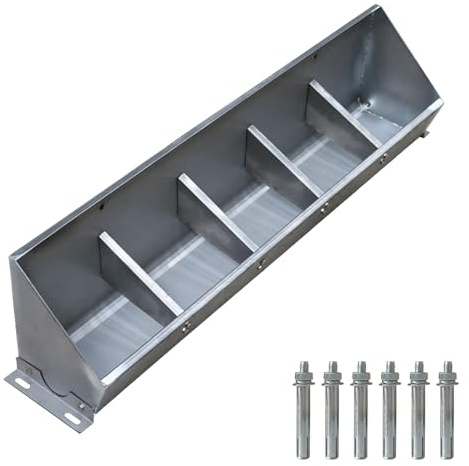 Futtertrog für Nutztiere Edelstahl-Tierfutterautomat for Schweine, Ziegen, Schafe, Pferde, Rinder, Alpakas(1m/3.3ft 5 bit)