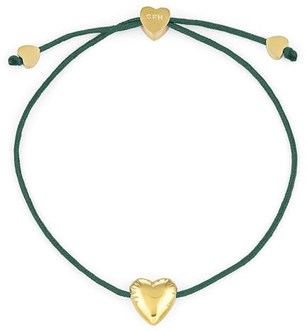 Copenhagen STUDIOS Bracelet Balloon Hearts - Damenarmband mit Nylonband & Herzanhänger aus poliertem Edelstahl - stufenlos verstellbar