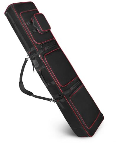 XIDIHF Wheeled Ski Bag with Detachable Boot Pouch, Padded Ski & Snowboard Travel Case 165–177 cm, 900D Water-Resistant Ski Roller Bag
