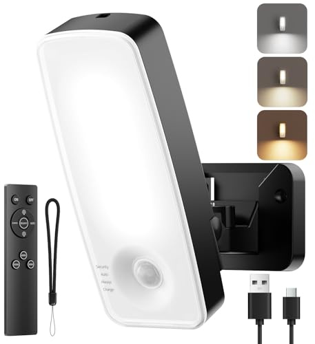 Tanbaby Motion Sensor Outdoor Lights 12000mAh, Rechargeable Battery Powered Wall Lights with Remote,600 Lumen,3 Modes&3CCT, IP65 Waterproof Outdoor Security Lights for Outside, Garage, Porch -1PACK