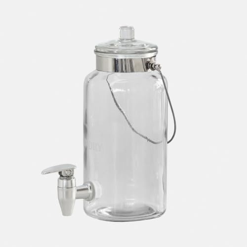 Loberon Dosierspender Pivola, klar/Silber | Transparentes Design - mit Dezenter Gravur - Fassungsvermögen 2,5 L - Badzubehör - Glas - Eisen