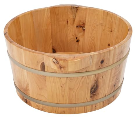 Holz-Fußbadewanne, Zypresse Fußbecken, Langlebiges, 36.5 * 18cm Rund Fußwascheimer für Sauna Badezimmer und Outdoor anwendungen