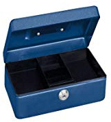 MAUL Geldkassette 56102, blau, herausnehmbarer Münzeinsatz aus Kunststoff, Sicherheitsschloss mit 2 Schlüsseln