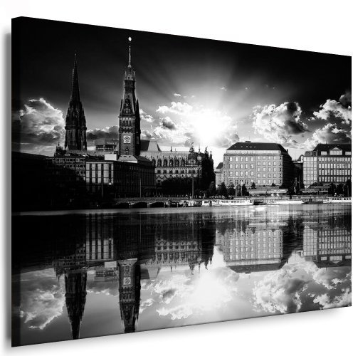fotoleinwand24 Hamburg Wandbild XXL Bild -100x70cm k. Poster ! Bild fertig auf Keilrahmen ! Pop Art Bilder Wandbilder, Kunstdrucke und Gemälde/Bilder zur Dekoration - Deko