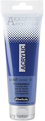 Schmincke - AKADEMIE® Acryl color, bleu de Prusse en tube de 120 ml, 23447012, peinture acrylique pour artistes, brillante, très résistante à la lumière et sans cadmium, pour la peinture acrylique, techniques mixtes.