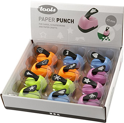 Papierstanzer, Größe 25 mm, Weihnachtsmotive, 12 Stück