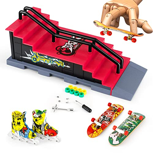 MOMSIV Mini Finger Skateboard und Ramp Zubehör Set (F)