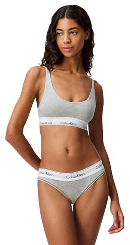 Calvin Klein Women's Modern Cotton Stretch Bikini Panty Underwear, Grey Heather, XL