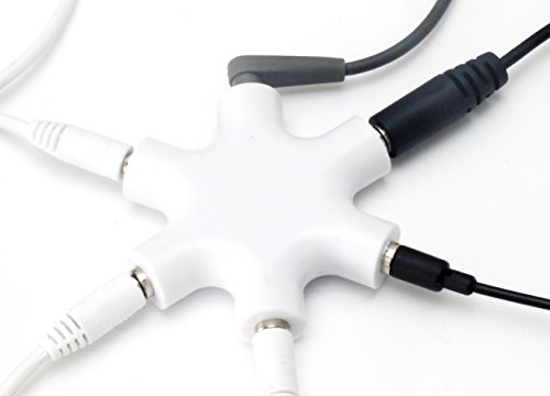 MyGadget Divisor Jack 3.5 mm - Splitter de Auriculares - Conector 5 Salidas - Adaptador para Compartir Música en Móvil Tablet Samsung iPhone Huawei Xiaomi - Blanco