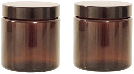 mikken 2 Glastiegel 120ml Cremetiegel aus Braunglas inkl. Etiketten