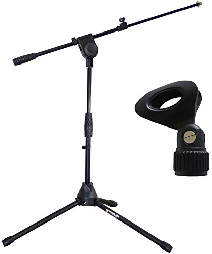 keepdrum EMS013 Mikrofonstativ halbhoch ausziehbar PRO Version mit Galgen + Mikrofonklammer