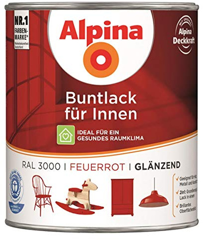 Alpina Buntlack Metalllack 0,75L feuerrot Ral 3000 glänzend Innen