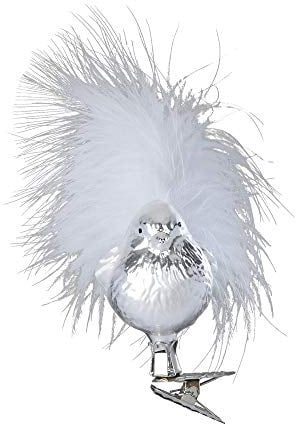 Inge-glas - Christbaumschmuck - Baumschmuck - Vogel, Silberner Spatz - Größe 5 cm - mundgeblasen