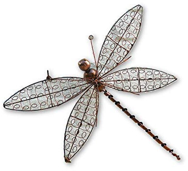 Thai Gifts Metal Wall Art Dragonfly in Copper Wire - Wingspan 30cm