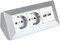 Steckdose silber 2-fach mit USB für Küche und Büro - Ecksteckdose aus hochwertigem Kunststoff ideal für Arbeitsplatte, Tischsteckdose oder Unterbausteckdose mit 2-fach Steckdosenelement und