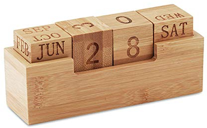 Ewiger Kalender aus Bambus Holz, Tischkalender für Büro und Schreibtisch von notrash2003
