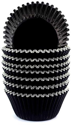 Xlloest Cupcake-Papierförmchen Muffin aus Metallfolie Standard, 200 Stück Schwarz