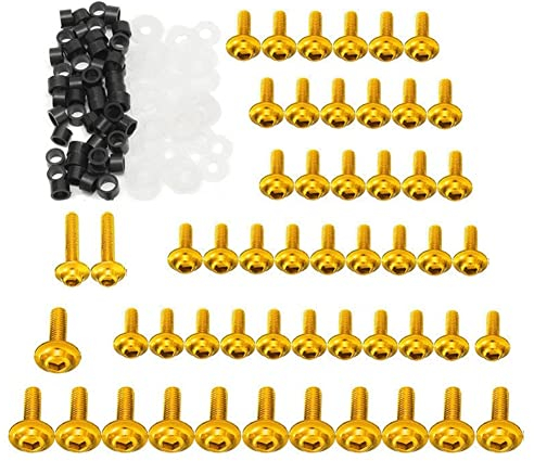 158 Stücke Motorrad Aluminium Windschutzscheibe Verkleidung Bolzen Nuss Schraube Verschluss Clip, Motorrad Universal Motorrad Verkleidung Schrauben Befestigungssatz Set,Gold