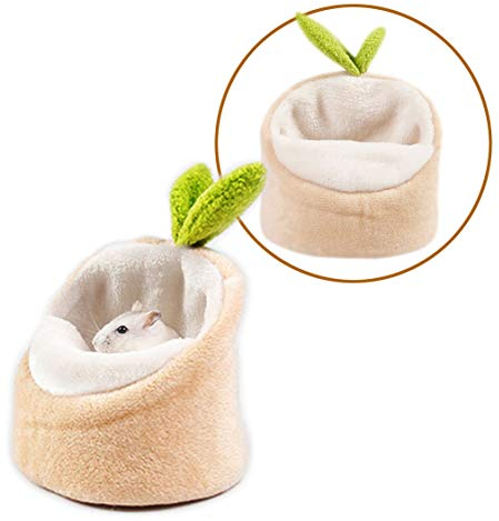 Soft Small Pet Bed, Hamster Nest Pouch Cute Mouse House Hammock Sugar Glider Hideout Cage Accessories, Bedding for Gerbil Degu Golden Bear Hedgehog