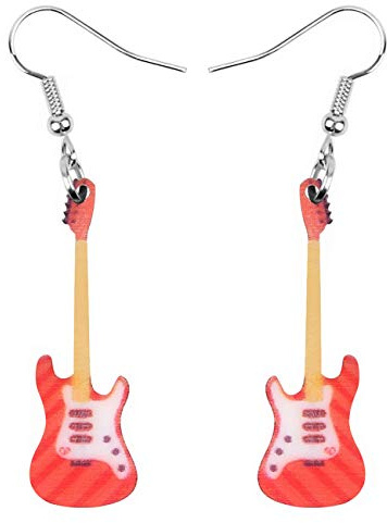 DUOWEI Acrylic Cute Music Bass Electric Guitar Earrings Charms Instrument Drop Dangle Jewelry Gifts for Women Teens Girls