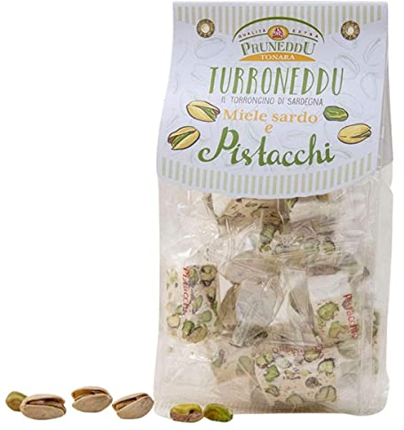 Torroncini mit Pistazien und sardischem Honig | weißer Nougat | Torrone | 150g | Pruneddu Torronificio Artigiano Tonara, Sardinien