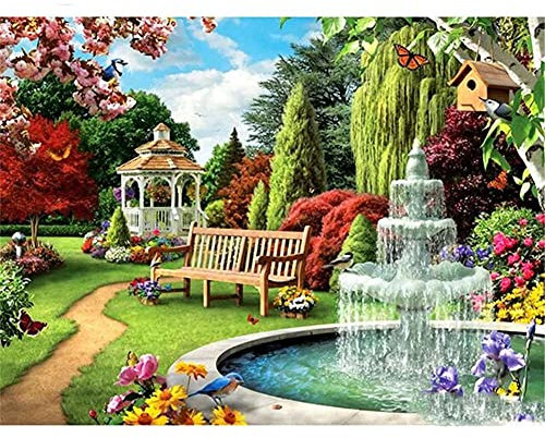 5D Diamant Painting Bilder Kit Kind Brunnen Im Gartenpavillon 25x30cm Kristall Strass DIY Diamant Malerei Erwachsene Stickerei Kreuzstich Leinwand Wanddekor Mosaik Gemälde Kunsthandwerk Geschenk