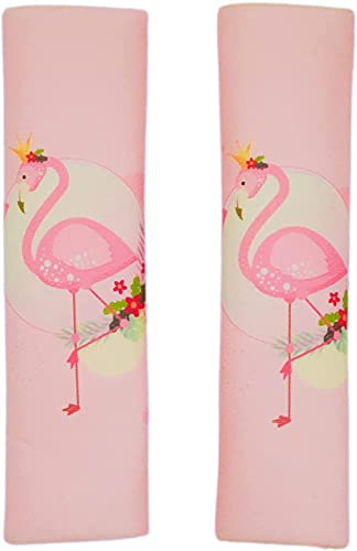 2 Stück Dino Dinosaurier Kinder Jungen Jungs Gurtschutz Sicherheitsgurt Schulterpolster Schulterkissen Autositze Fahrrad Fahrradsitz Gurtpolster (Flamingo)