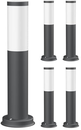 ledscom.de 5 Stück Pollerleuchte PORU für außen, IP44, 39cm, anthrazit, inkl. Smart Home RGBW E27 LED Lampe, 892lm