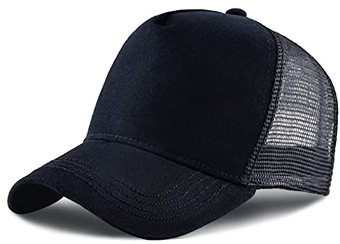 Baseballcap Meshcap Kappe 5 Panel Mesh Kappe Breathable Verstellbar Baseballmütze Truckercap für Herren und Damen (Schwarz)
